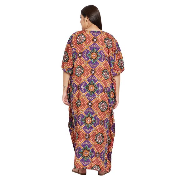 Gypsie Blu Women Fashion Long Kaftan Dress Beach Cover Up Moo Moos Caftan Dress - Picture 8 of 9